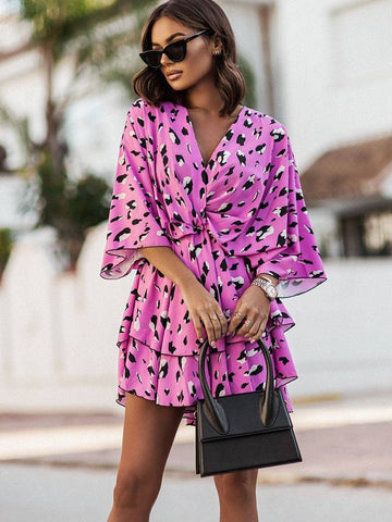 Women Sexy V Neck Mini Dresses