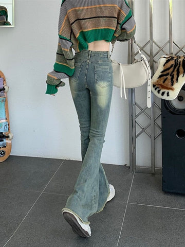 High Waist Aesthetic Y2k Denim Trousers