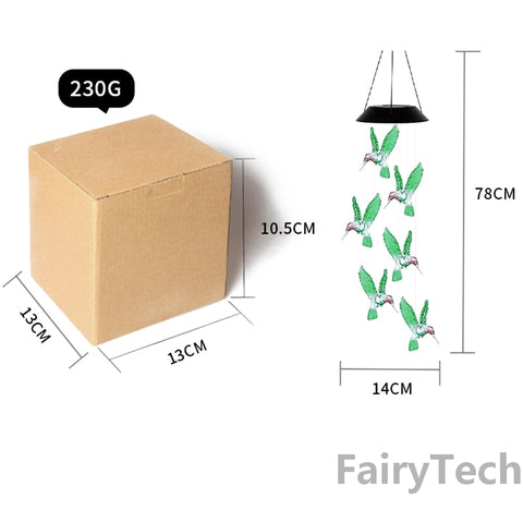 LED Solar Wind Chime Lamp Hummingbird