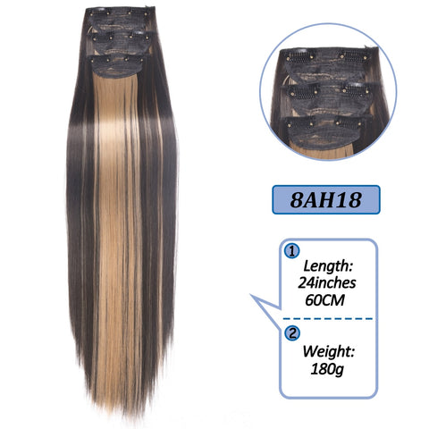 New Long Straight Clip In Hairpiece Hair Extensions