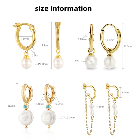 925 Sterling Silver Pearls Earrings