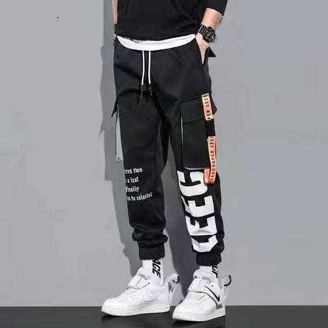 Men Ribbons Harem Jogging Pants