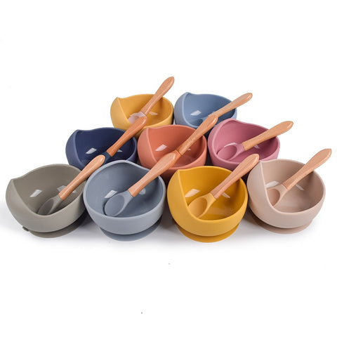 Baby Silicone Feeding Bowl With Spoon