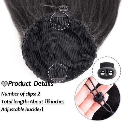 2 Plastic Comb Drawstring Ponytail Hair Extension