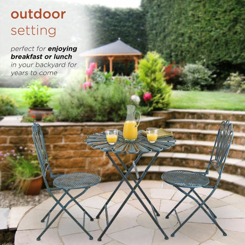 3-Piece Outdoor Feather Metal Bistro Set