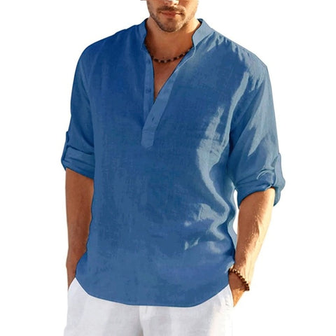 New Men Linen Long Sleeve T-Shirt