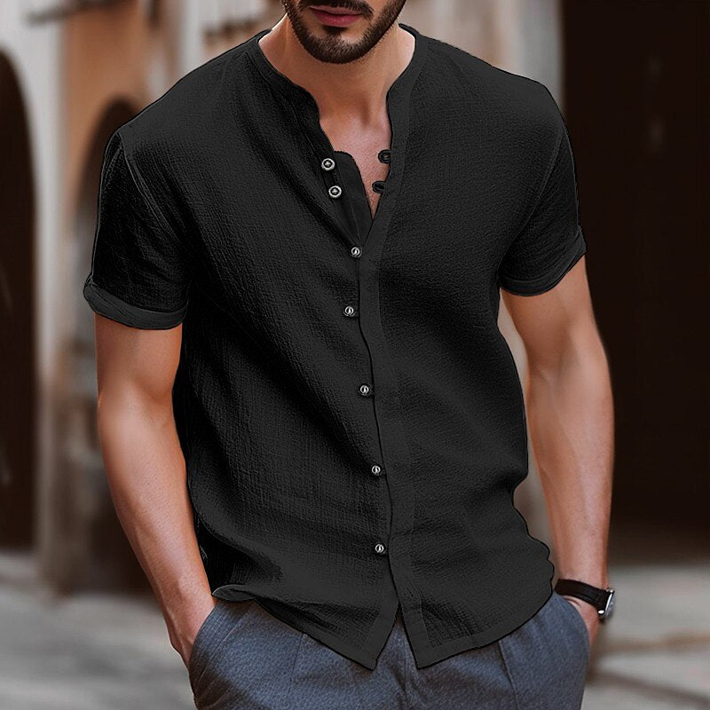 Summer Men Casual Cotton Linen Shirt