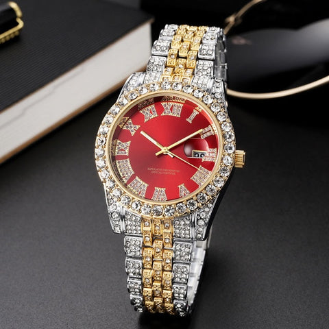 New Gold Wrist Watch Luxury Rhinestone Bracelet