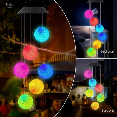 LED Solar Wind Chime Crystal Ball Hummingbird