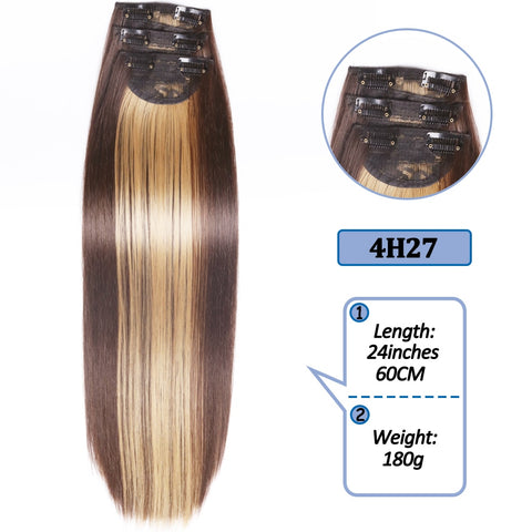 New Long Straight Clip In Hairpiece Hair Extensions