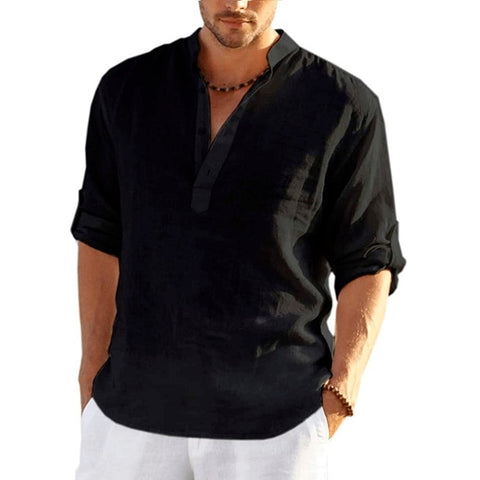 New Men Linen Long Sleeve T-Shirt