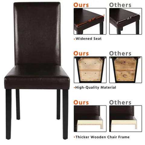 Modern Padded Leather Dining Chair for Home, Set of 4, Brown