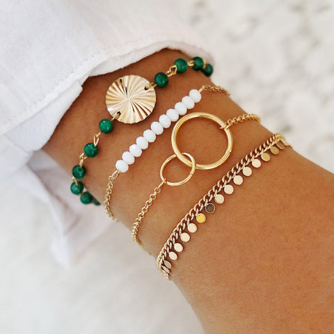 New Trendy Geometric Link Chain Bracelet Set