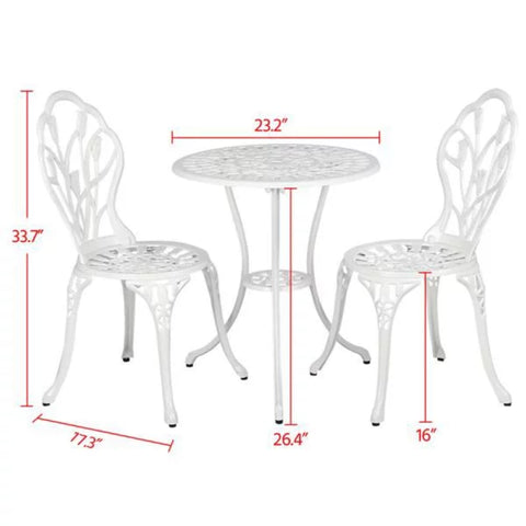 3-Piece Bistro Set with Table & Chairs for Outdoors