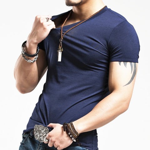 Men Fitness V neck T-shirts
