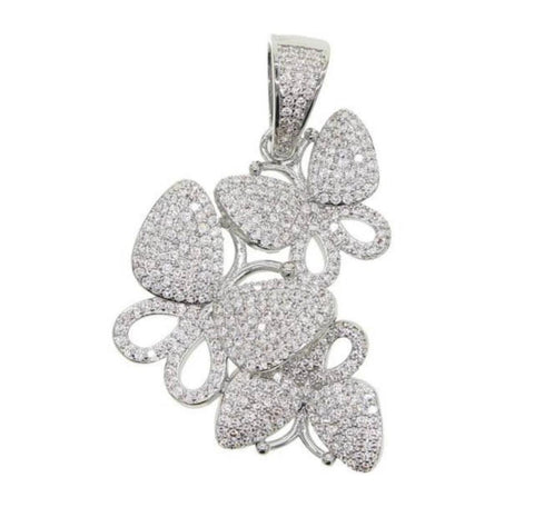 3pcs cz butterfly pendant necklace