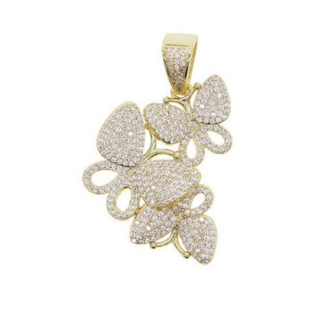 3pcs cz butterfly pendant necklace