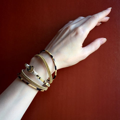 Bohemian Round Charm Leopard Leather Bracelets
