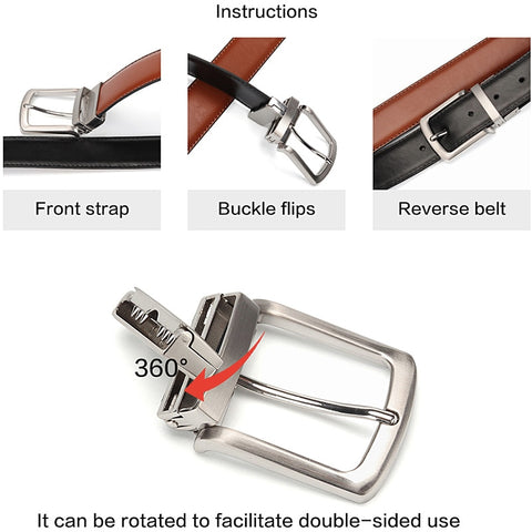 Men Leather Reversible Buckle Belt
