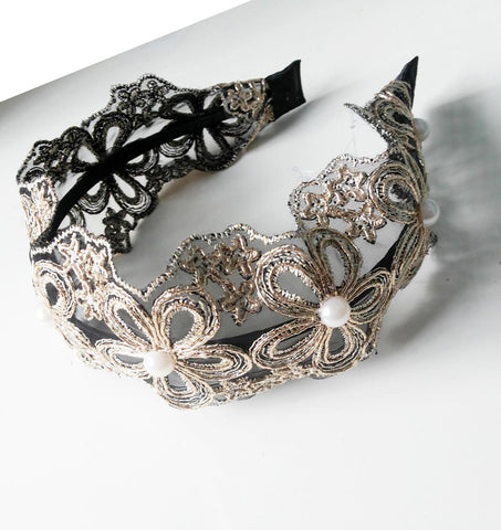 Women Embroidery Flower Wide Headbands