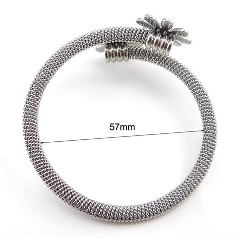 Women Stainless Steel Elastic Flower Bracelets