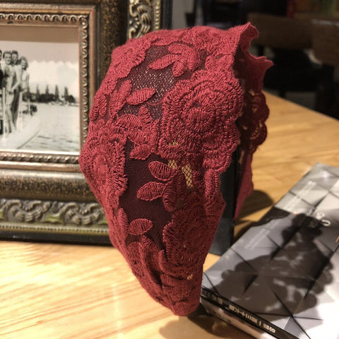 Women Embroidery Flower Wide Headbands