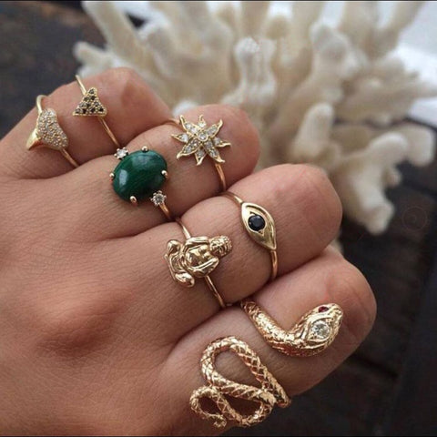 Women Vintage Boho  Figure Rings Sets