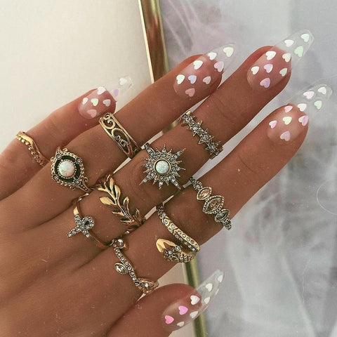 Women Vintage Boho  Figure Rings Sets