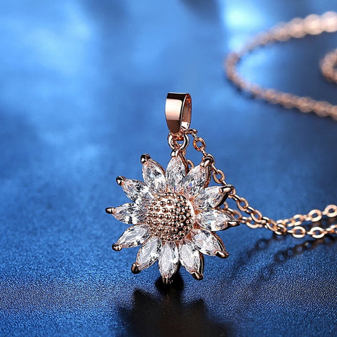 Women Men Sunflower Pendant  Necklaces