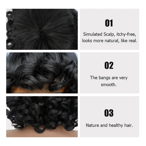 Curly Wig with Bangs for Black Women