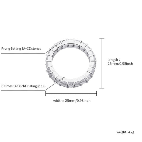 Square CZ  Iced Out Micro Pave Rings