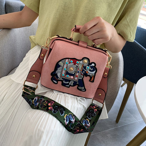 Women Vintage Embroidery Elephant Bag