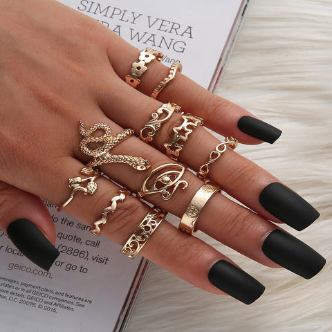 Women Vintage Boho  Figure Rings Sets