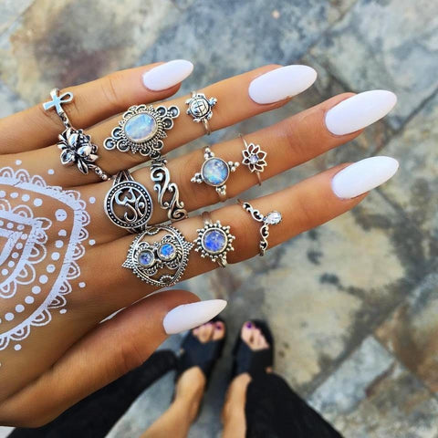 Women Vintage Boho  Figure Rings Sets