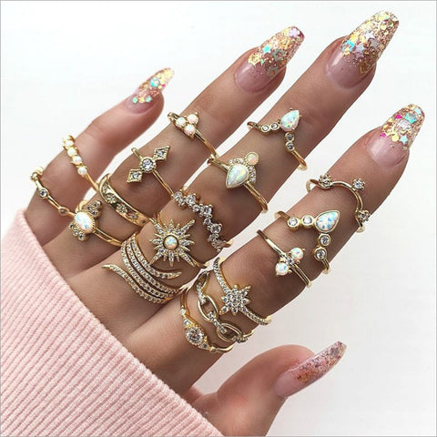 Women Vintage Boho  Figure Rings Sets