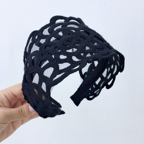 Women Embroidery Flower Wide Headbands