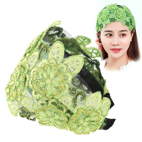 Women Embroidery Flower Wide Headbands