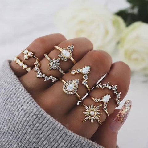 Women Vintage Boho  Figure Rings Sets