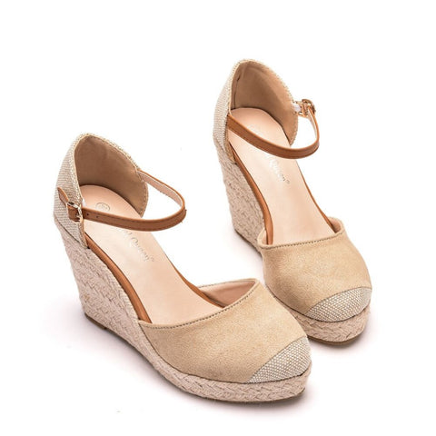 Women Crystal Suede Wedges Sandals