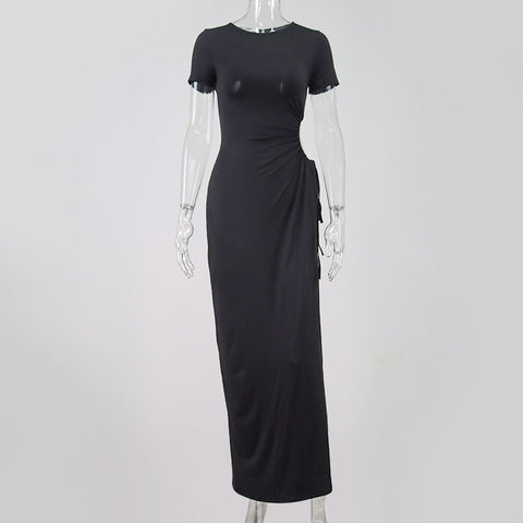 Black Maxi Dresses Women Short Sleeve