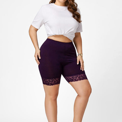 Women Short Leggings Lace Trim Skirt