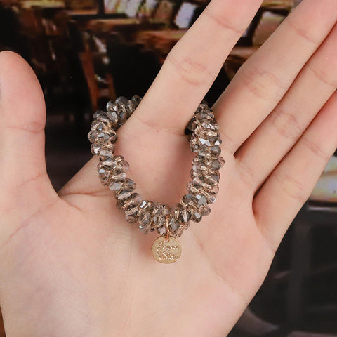 Women Elastic Crystal Pearl Hair Ring