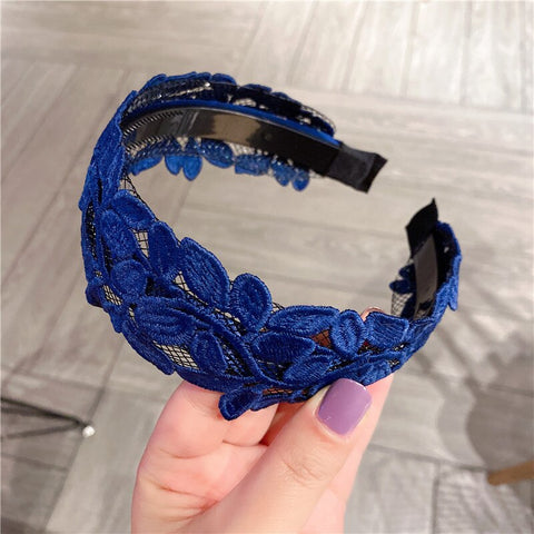 Women Embroidery Flower Wide Headbands