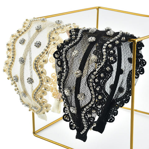 Women Embroidery Flower Wide Headbands