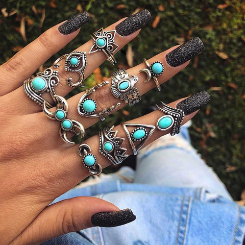Women Vintage Boho  Figure Rings Sets