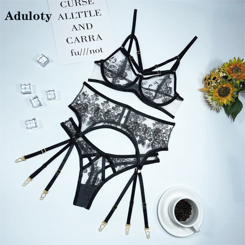 Women Erotic Lingerie Garter Thong Suit