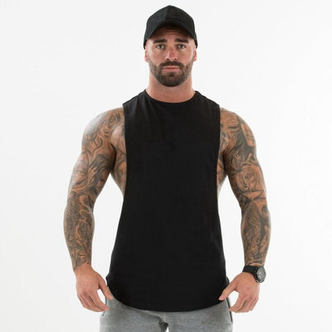 Men Plain Bodybuilding Cut Off T-shirts