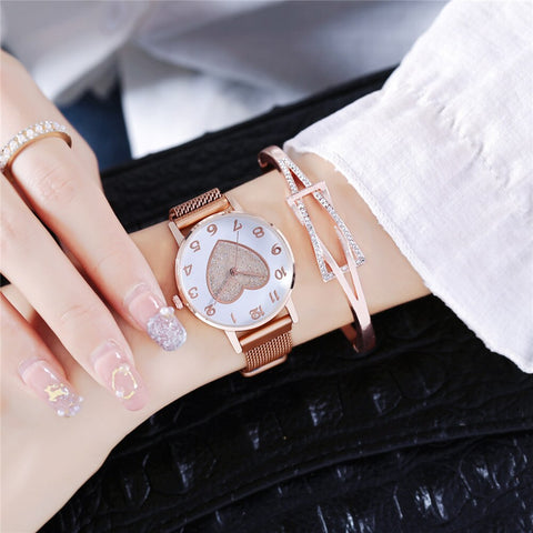 Women Romantic Heart Wrist Watches