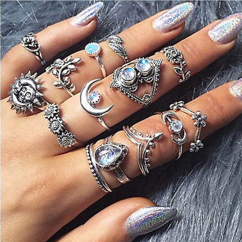 Women Vintage Boho  Figure Rings Sets
