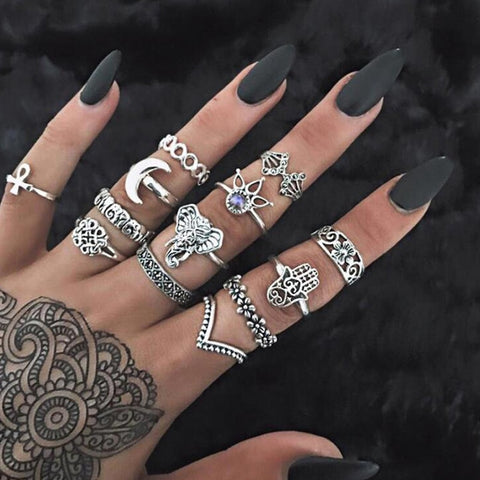 Women Vintage Boho  Figure Rings Sets